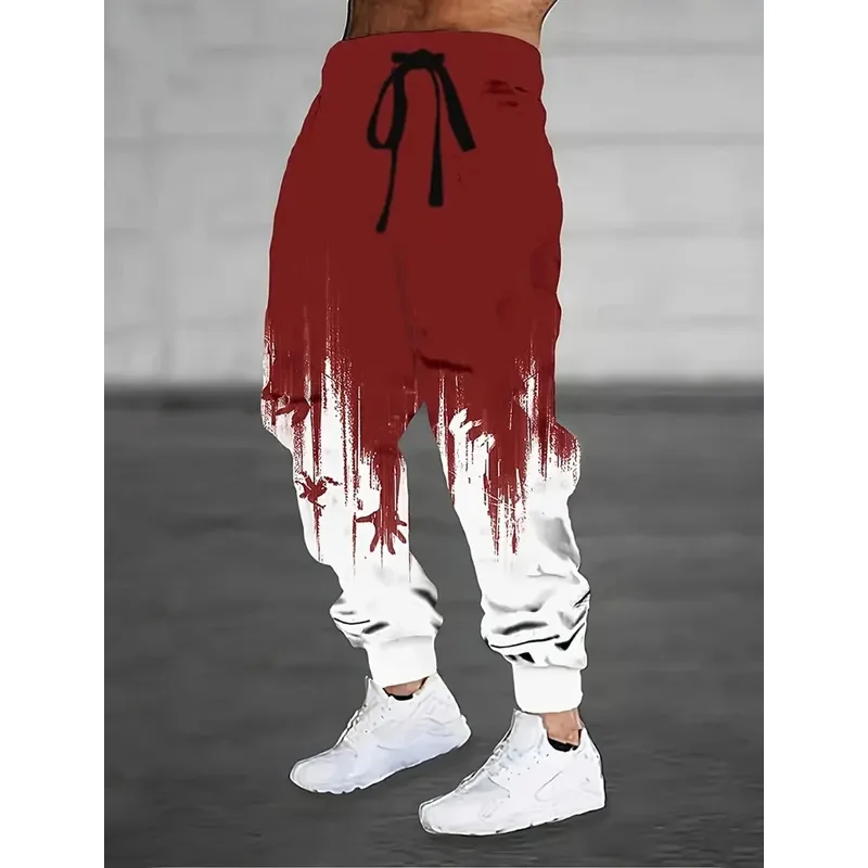 

Мужские спортивные штаны с 3D принтом и градиентными капающими чернилами, эластичные спортивные штаны на шнурке, брюки для бега, повседневные брюки, уличная осень-зима