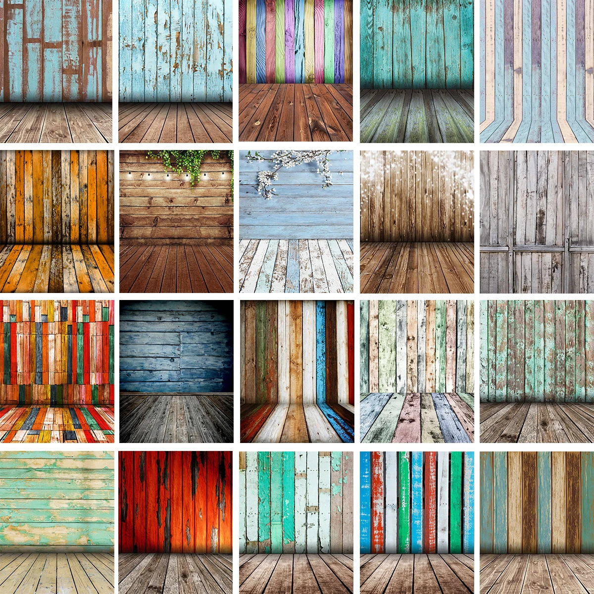 

Colorful Texture Wooden Background Gradient Rainbow Wooden Floor Wall Kids Baby Photography Birthday Prop Splicing Wood Backdrop