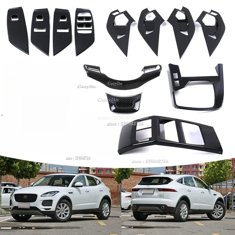 Für Jaguar E-Pace Epace 2018 2019 2020 Innenraum Cutylin Fensterschalter-Abdeckung Zierleiste Schalthebel-Verkleidung Dekorationsaufkleber