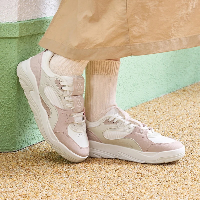 Xtep Qilang Skateboarding Shoes For Women 2024 Spring Wear-Resistant Skate Shoes Durability Absorption Sneakers 976118310012