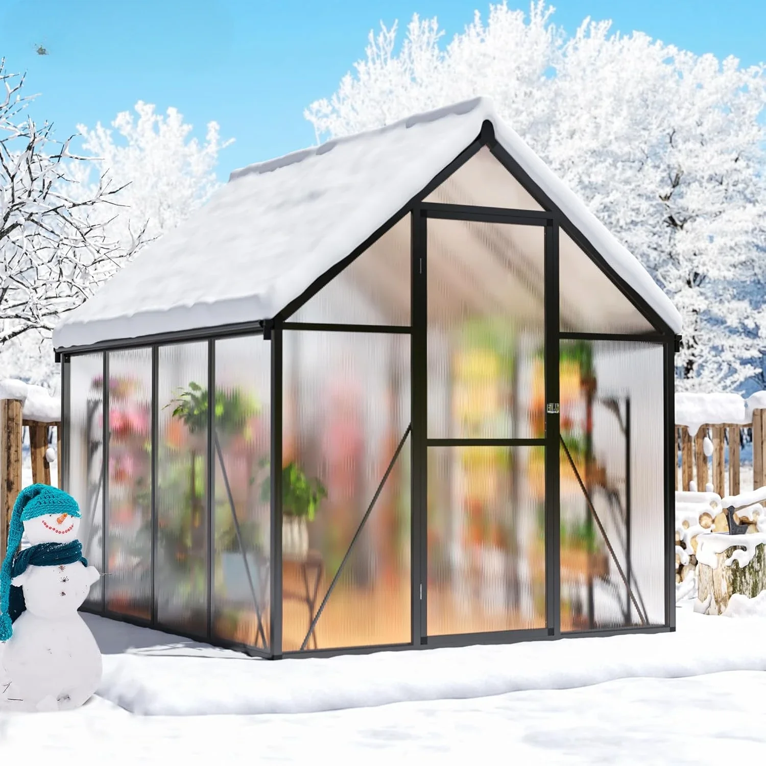 L R Outdoors Polycarbonate Greenhouse With Quick Setup Structure And Roof Vent Aluminum Large Walk-in Greenhouse