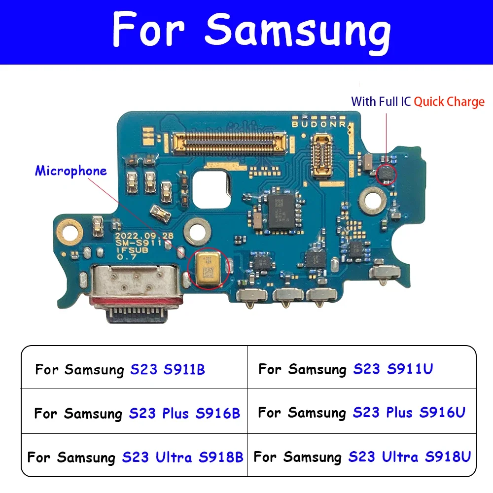 

5Pcs USB Charging Port Flex Cable For Samsung S23 Plus Ultra S916B S916U S911B S911U S918B S918U USB Charger Cable Repair Parts