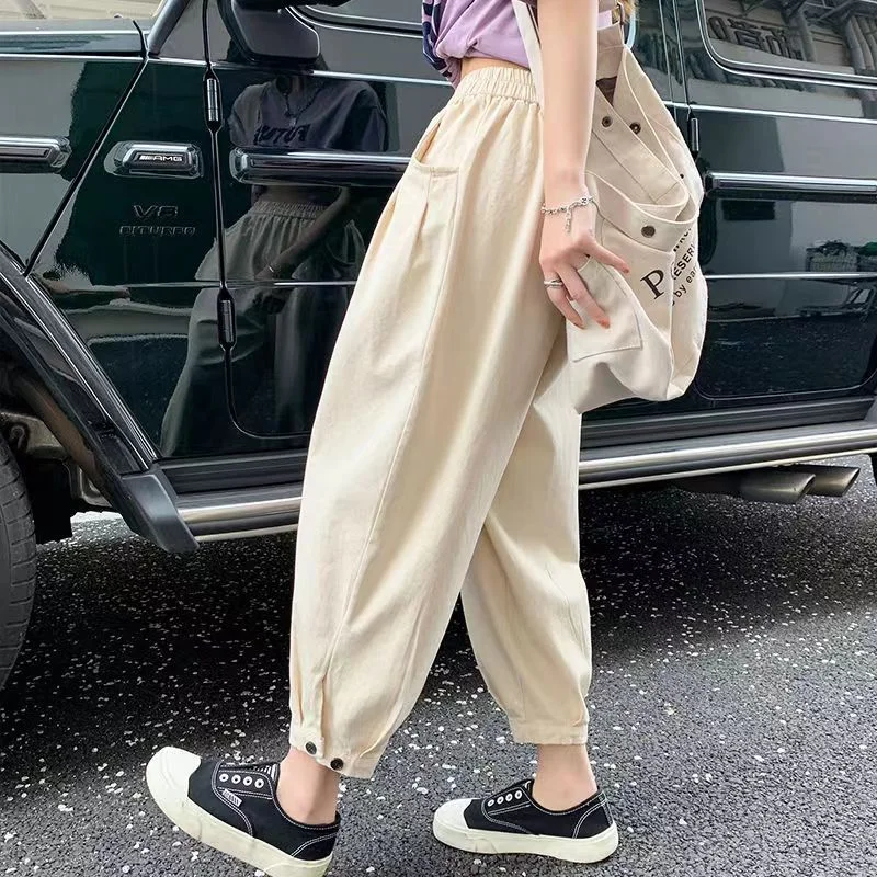 Petit pantalon de travail pour femme, bouffant ample, décontracté, neuf points