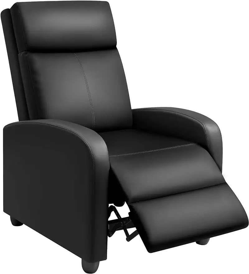 

Recliner Chair for Adults Modern PU Leather Adjustable Reclining Chair ,Theater Seating with Footrest (Black)