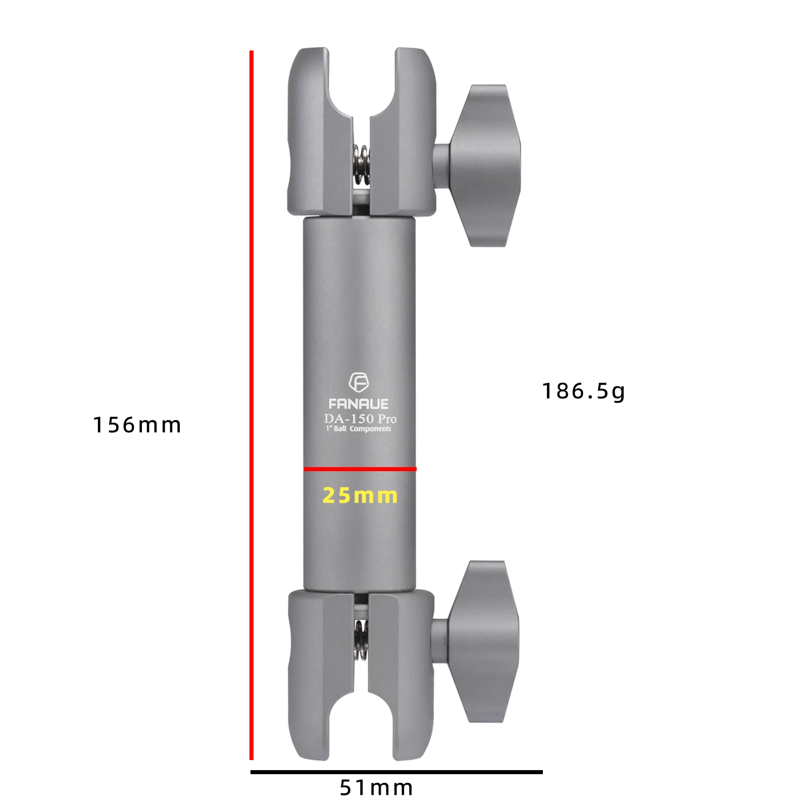 FANAUE Aluminiumlegierung Doppelsockelarm 25 MM/1 Zoll Kugelkopfhalterung Klemmhalterung für Fahrrad Motorrad Kamera für RAM MOUNTS – Detail 16