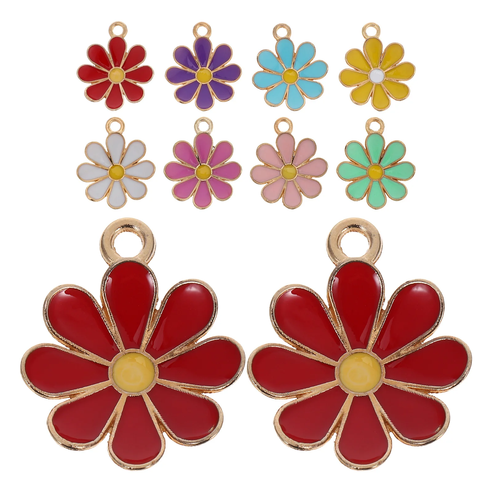 

30pcs Mini Daisy Alloy Flower Pendant Colorful Small Floral Dangle Charms For Diy Bracelet Earrings Necklaces Cute Craft Pieces