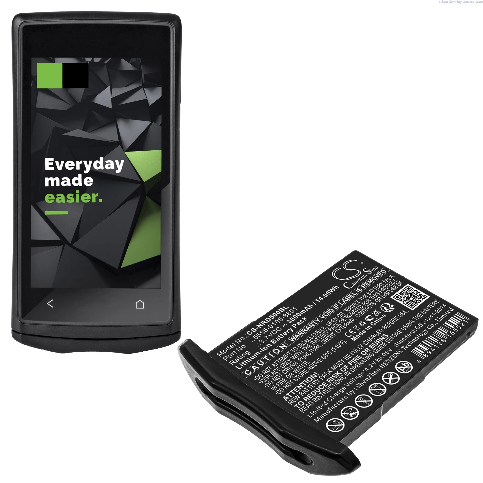 

Cameron Sino 3.7V 3800mAh Barcode Scanner Battery 5555-0105-8801 for NCR Orderman NCR Orderman 5