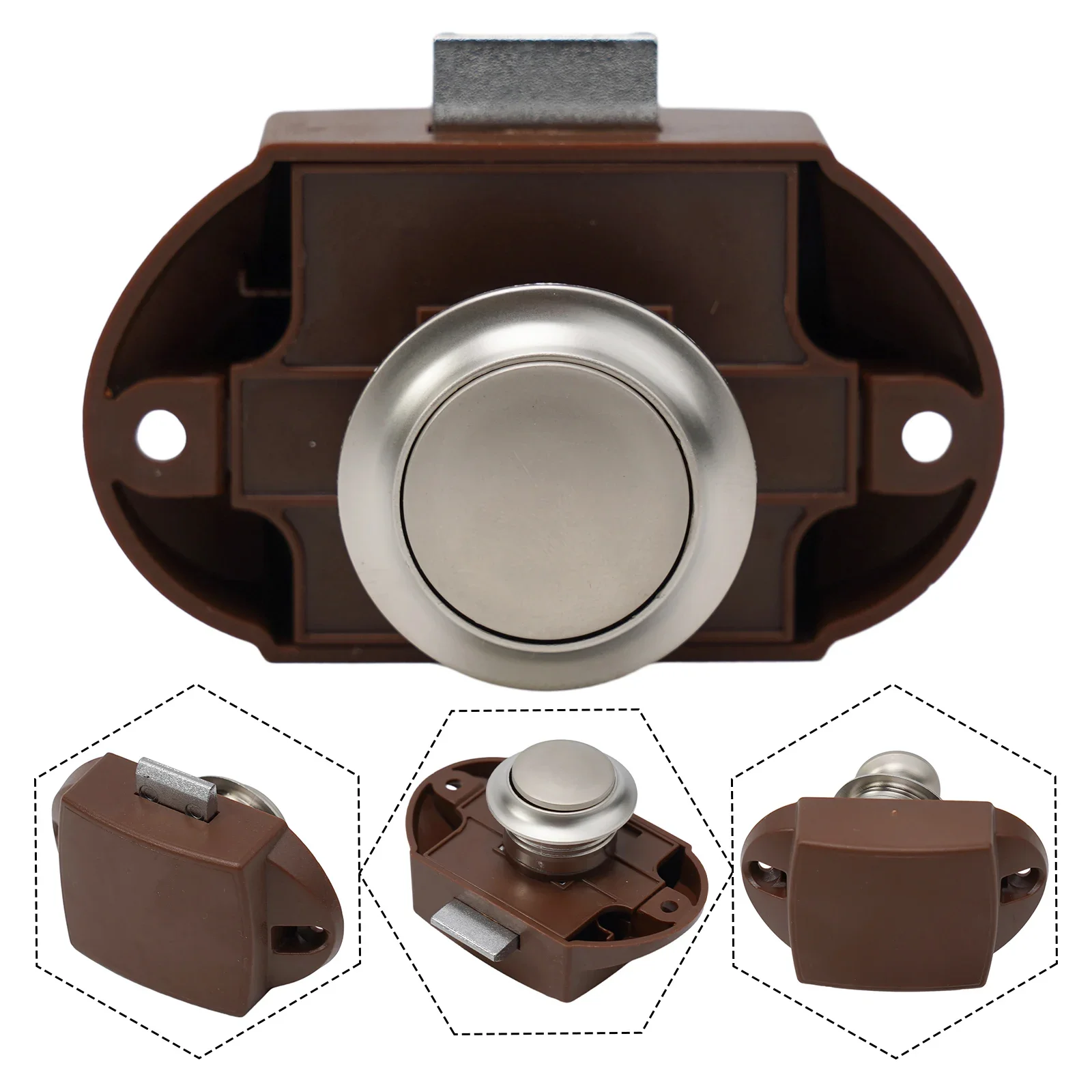 Push Button Catch Lock for Drawers and Cabinets Prevents Unwanted Openings Suitable for Boats RVs and Land Furniture