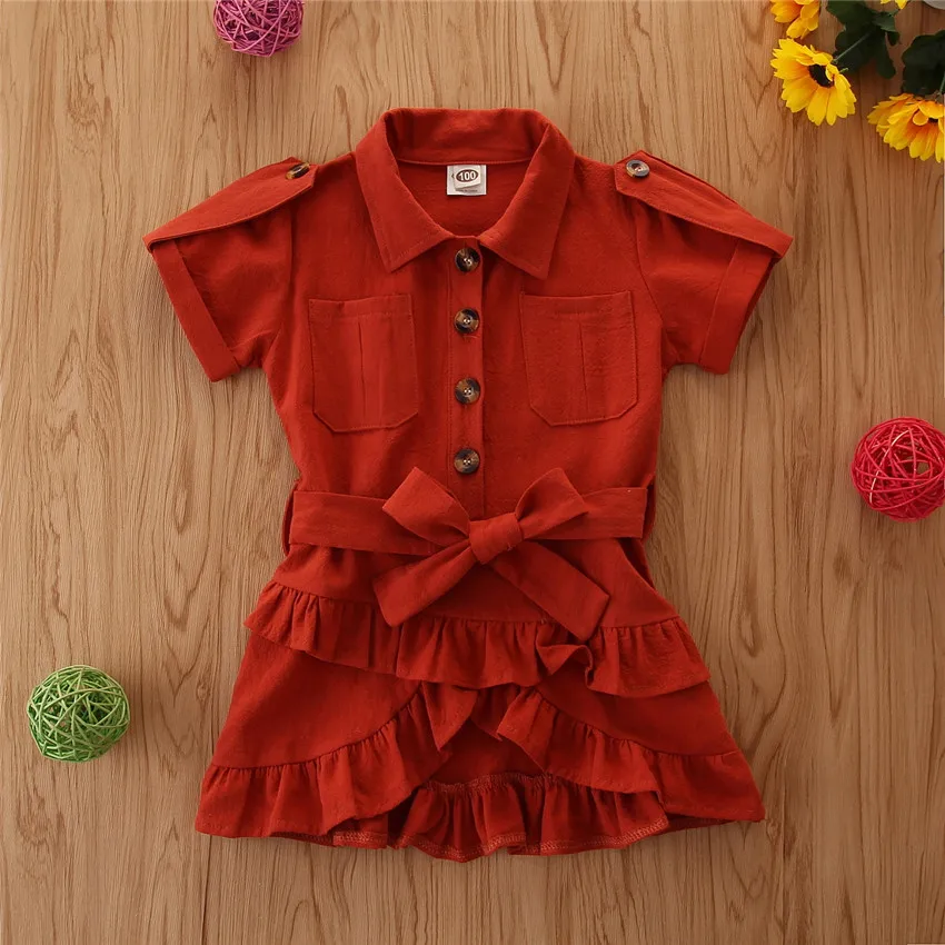 2024 Girl\'s Summer Daily Casual Dress Infant British Style Waistless Dresses 2-7Y Clothing Trend