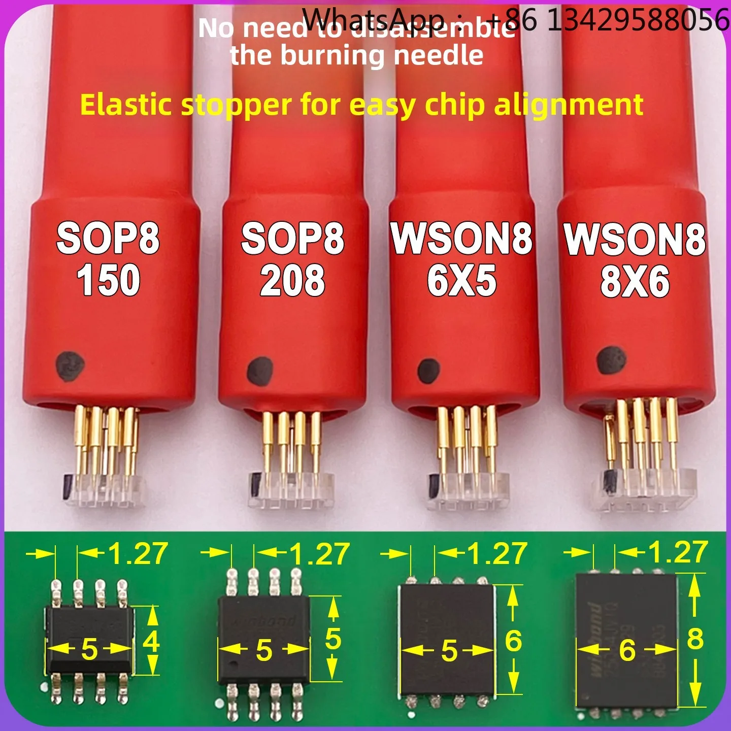 BIOS Programming Clip for SOP8/WSON8 – Memory Chip Read/Write Tester with 8-Pin Spring Loaded Probe for EEPROM/Flash ICs