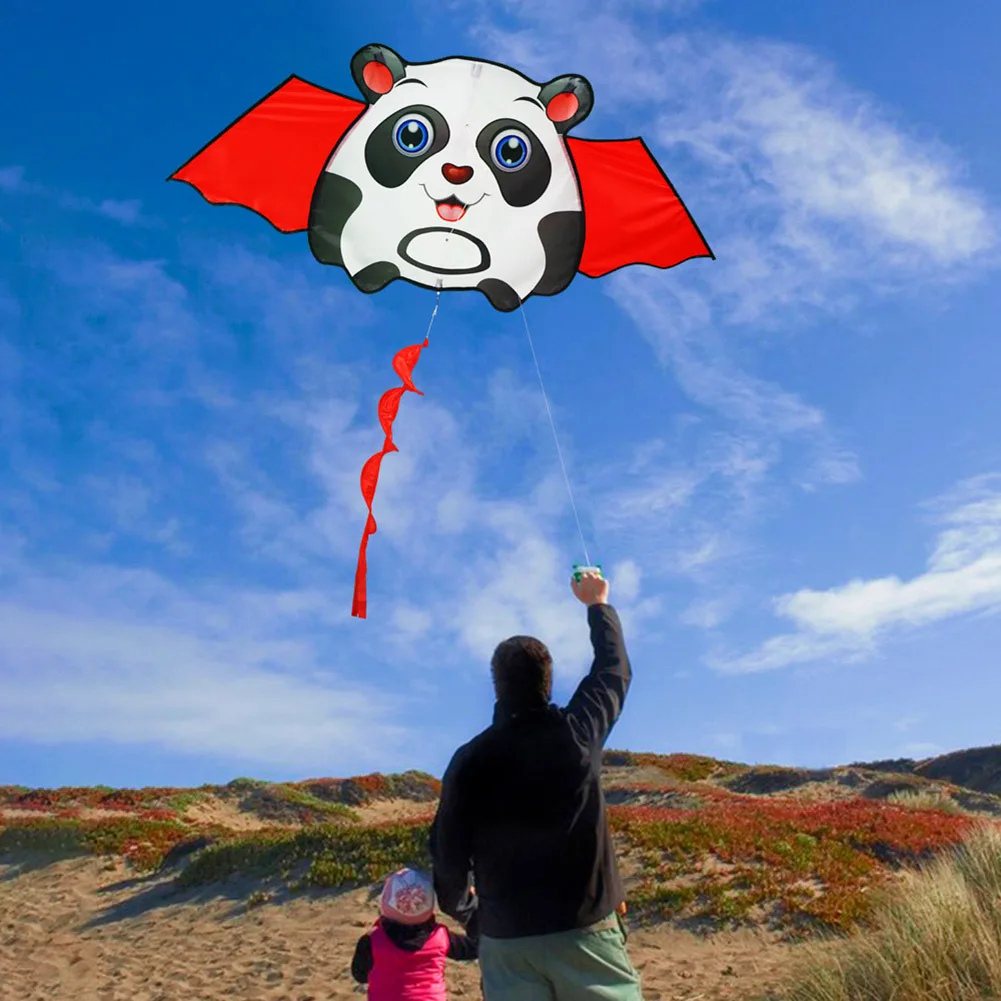 طائرة ورقية بذيل بطول 1.6 متر سهلة الطيران على شكل حيوانات مع مقبض طائرة ورقية ملونة لتعزيز التنسيق للبنين والبنات