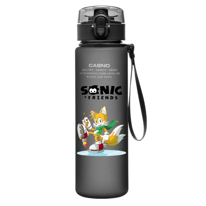 Sonic The Hedgehog 560ML Water Cup Large Capacity Portable Blue Black Plastic Cartoon Cycling Sports Drinking Bottle Gifts