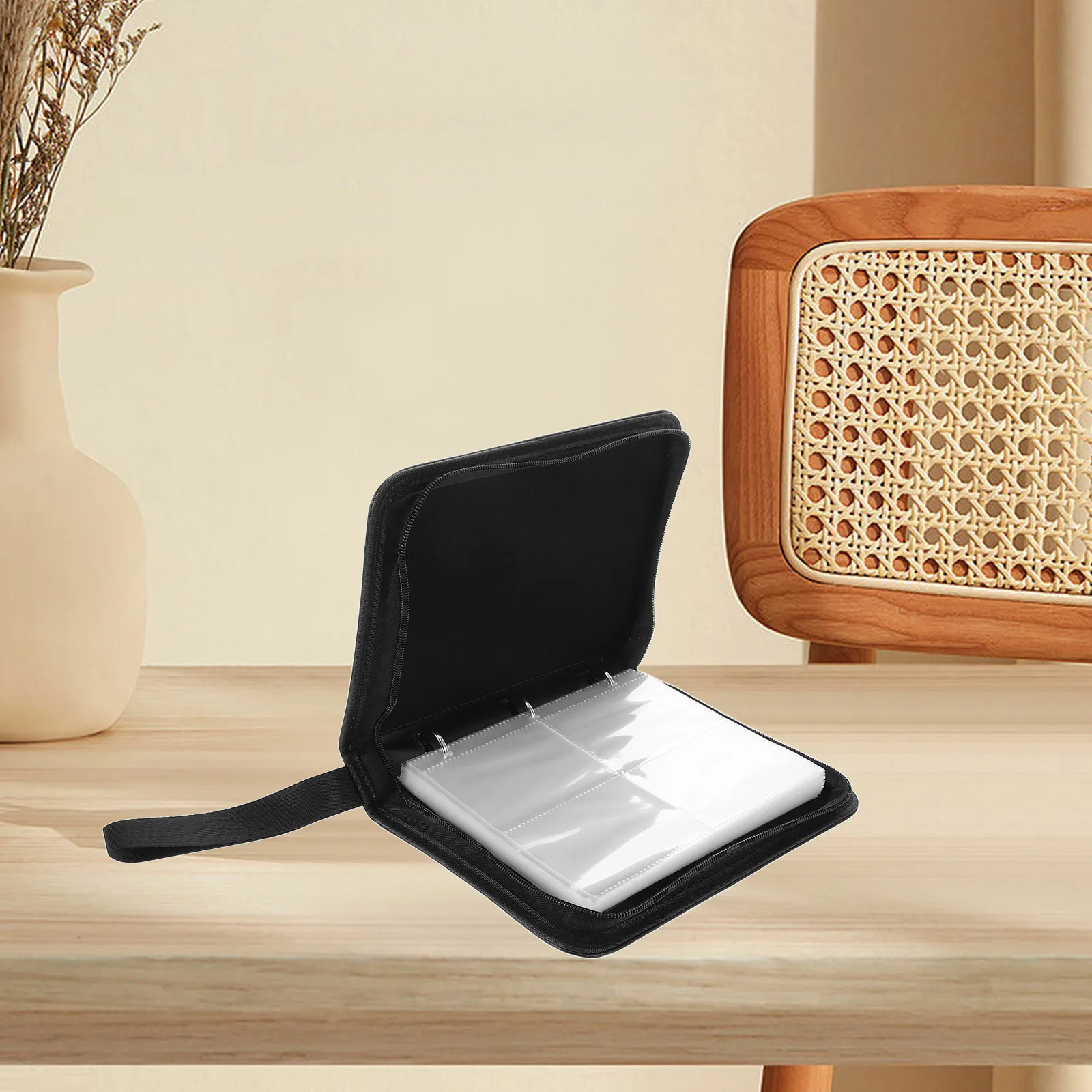 Card Holder For Trading Sports Cards Organizer Album Sleeves Multiple Pockets Zippered Closure Compact Design Pu Material