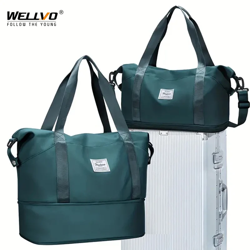 Expandable Large Travel Handbag Flight Carry On Luggage Duffle Bag Bussiness Trip Holiday Foldable Storage Packing Tote XA461C