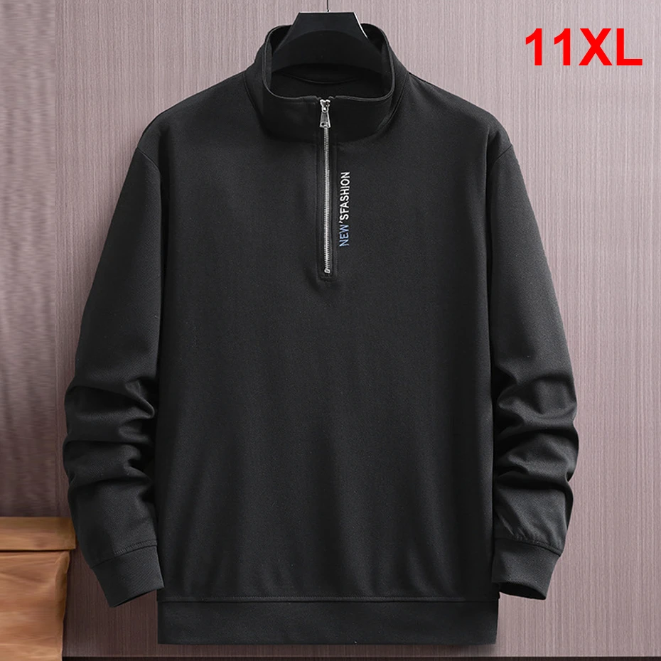 

Half Zip Stand Collar Sweatshirts Men Plus Size 11XL Sweatshirt Spring Autumn Casual Solid Color Pullover Male Big Size 11XL