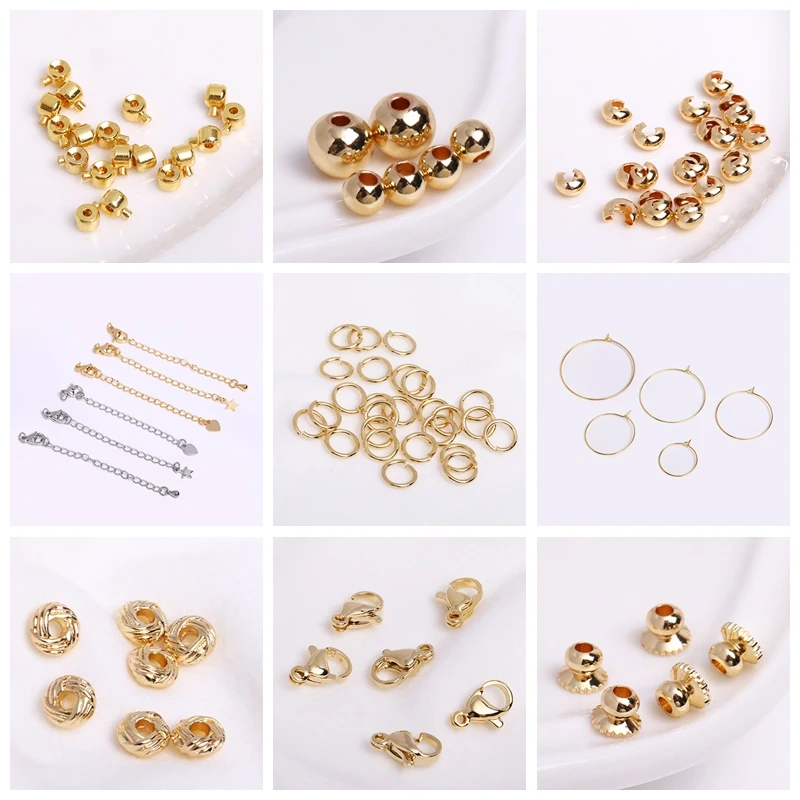 Cuentas espaciadoras de rayas chapadas en oro de 18K, abalorios para la fabricación de joyas DIY, accesorios de cuentas hechas a mano, 2/3/4/5mm