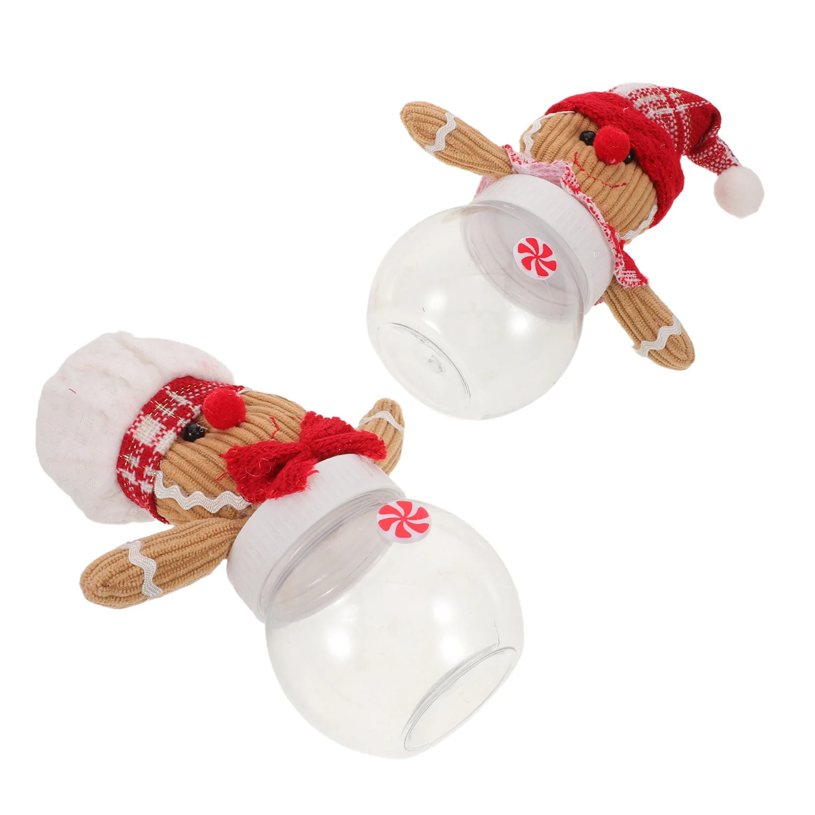 

2Pcs Gingerbread Candy Container with Lid Christmas Candy Jar Cartoon Desktop Ornament Xmas Storage Jar for Cookies Snacks