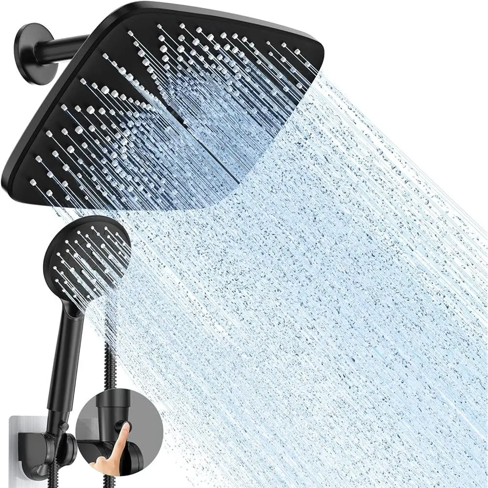 High Pressure Rain Shower Head with Handheld Spray 5 Modes Anti-Clog Nozzles Tool Free Installation Rainfall Experience Wide