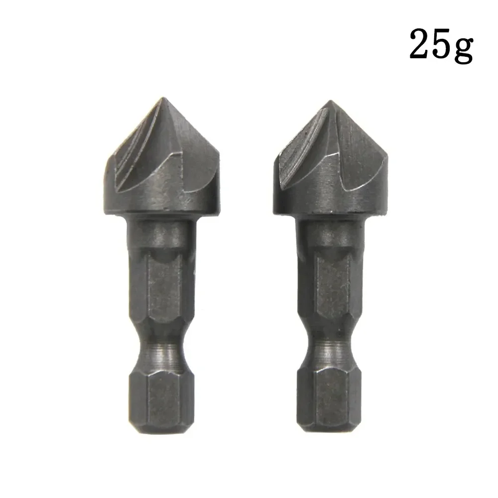2pc Hexagonal Shank Five Blade Countersunk Drill 12.5mm 5pc Woodworking Hole Opener Spot Facer Deburring Drill Bit Set