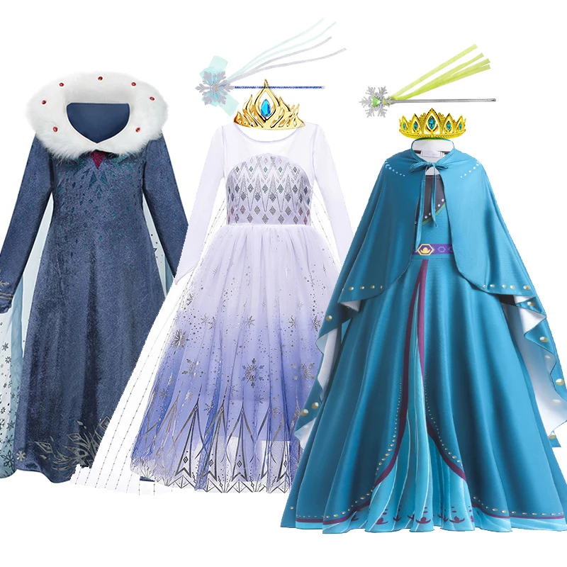 فساتين أميرات ديزني فروزن آنا إلسا فستان ترتر شبكي للأطفال أزياء ملكة الثلج التأثيرية لحفلات أعياد الميلاد #1
