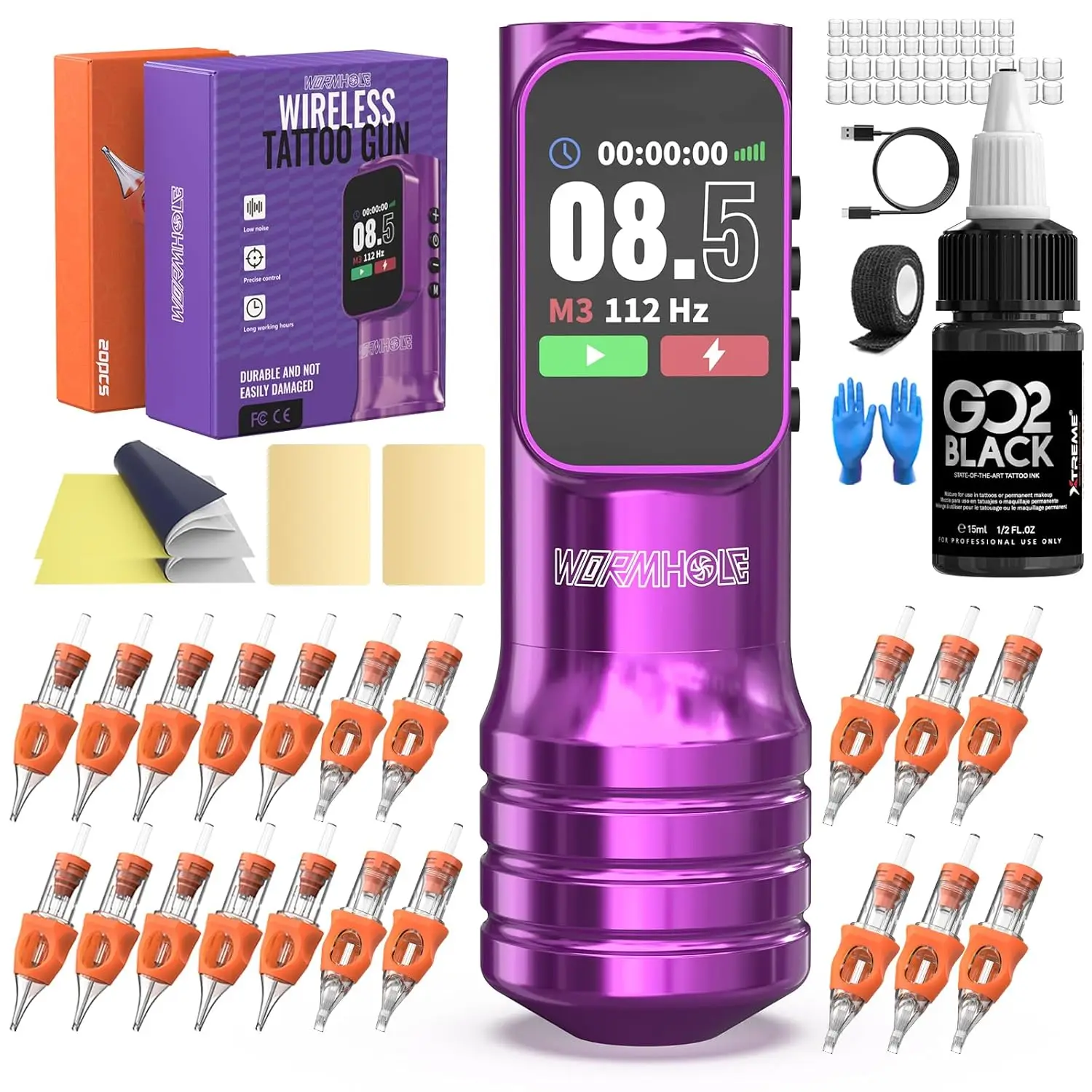 

Беспроводной набор для татуировки с системой картриджей, машинка из алюминиевого сплава для профессиональных художников - режим точечной работы