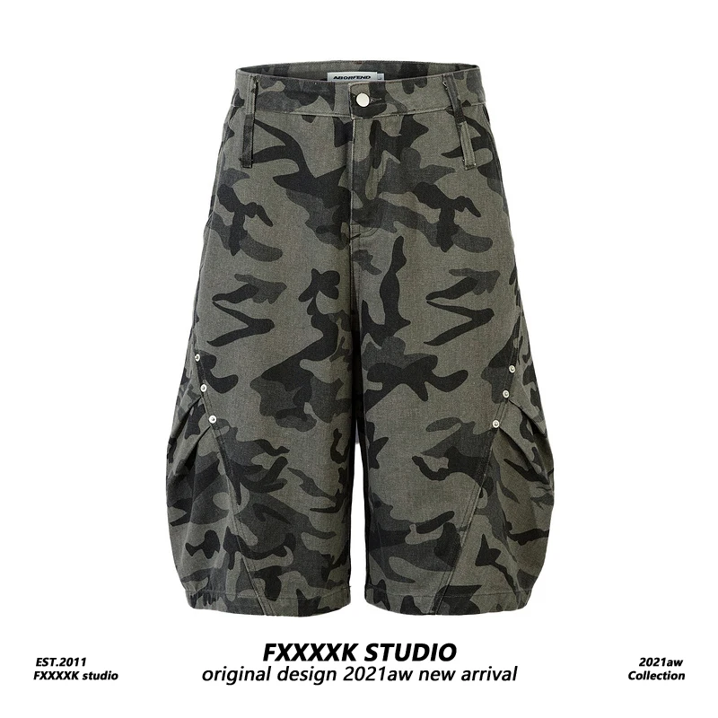 

FXK оригинальные американские ретро камуфляжные хип-хоп рабочая одежда повседневные брюки ex Oversize High Street прямые брюки на семь футов