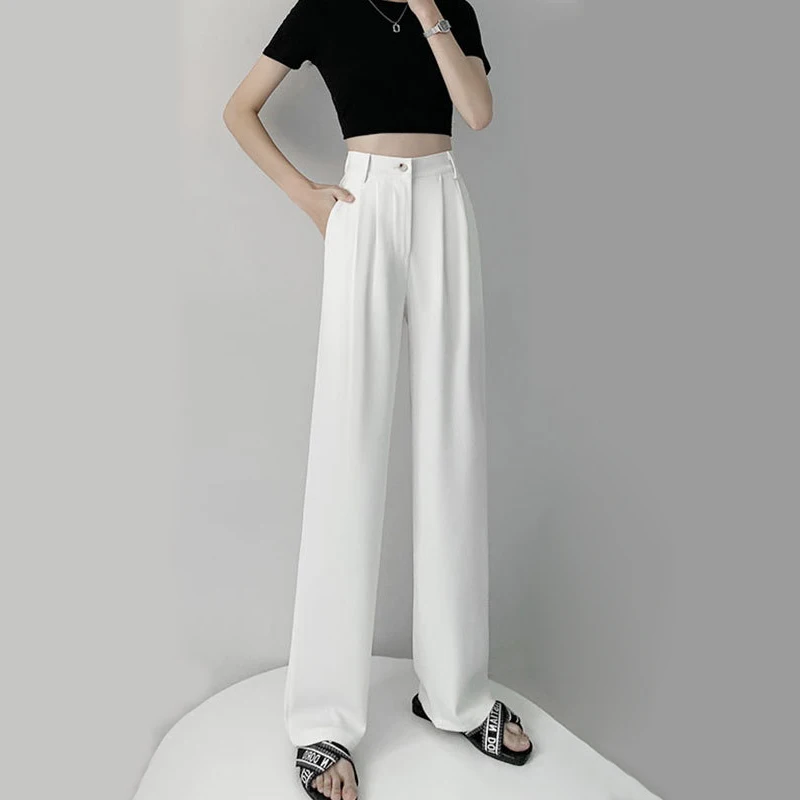 Elegant Woman Dress Pants Korean Fashion y2k Streetwear Women\'s Summer Suit Blackpink Wide And Loose Fluid Pant Outfit 2022