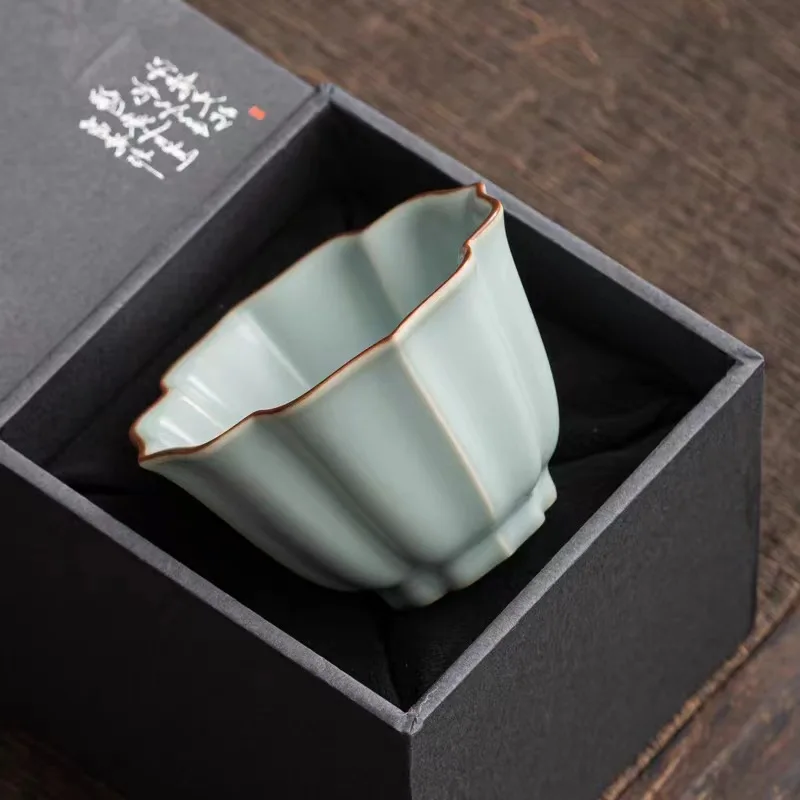 

Ru подставка Tianqing Master, питательная чайная чашка, встроенная чашка, дегустационная чашка, чайная чаша, логотип подарочного набора