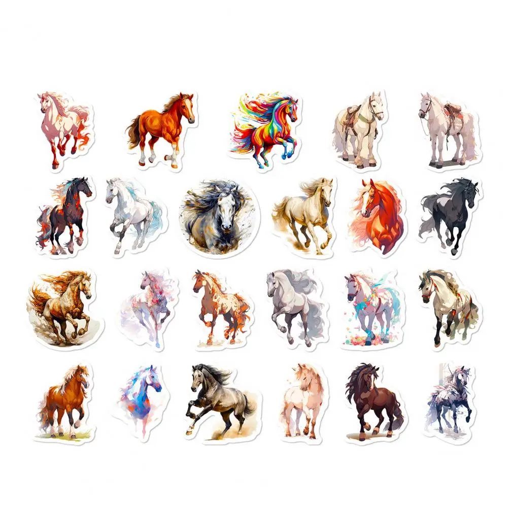 Horse Theme Stickers High-precision Printing Stickers 50pcs Hand-painted Horse Sticker Set Waterproof Pvc for Phone for Luggage