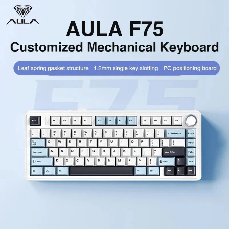 

AULA F75 Gasket Gaming Mechanical Keyboard RGB Customized 75% Layout PBT Keycaps with RGB Lighting Wireless Bluetooth Keyboard