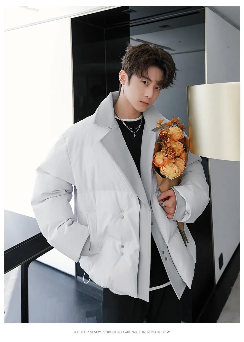2026 Winter Fashion Solid Color Warm Parkas Men New Loose Cotton-padded Jackets Male Short Fake Two Piece Casual Coats C970