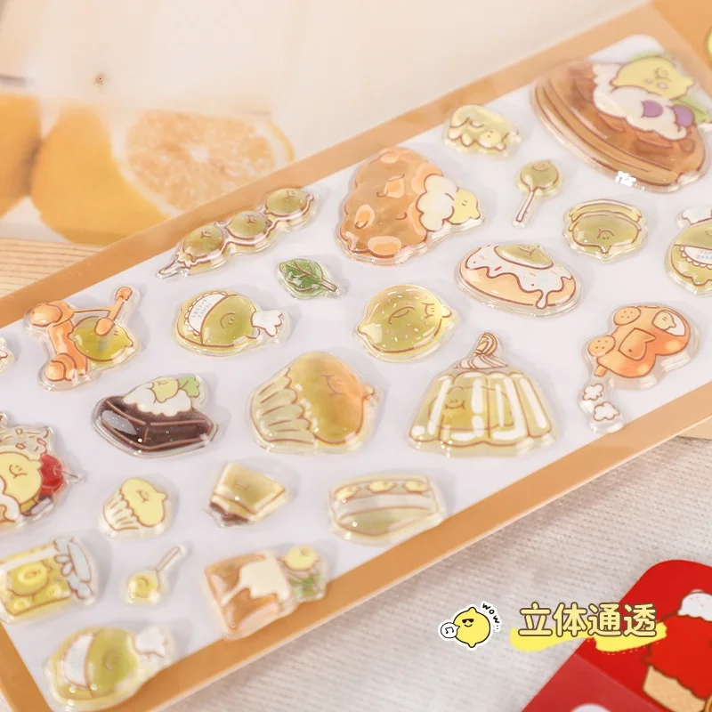 Creative Food Sticker Dim Sum Cake 3d Relief Sticker Scrapbooking Diy Diary Decor Journaling Stationery Kawaii Stickers