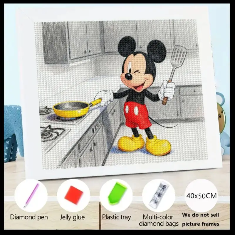 

1 шт. 5D DIY комплект алмазной живописи Микки Маус, полная дрель мультфильм шеф-повар Микки кулинарное искусство с хрустальными стразами, веселая домашняя стена