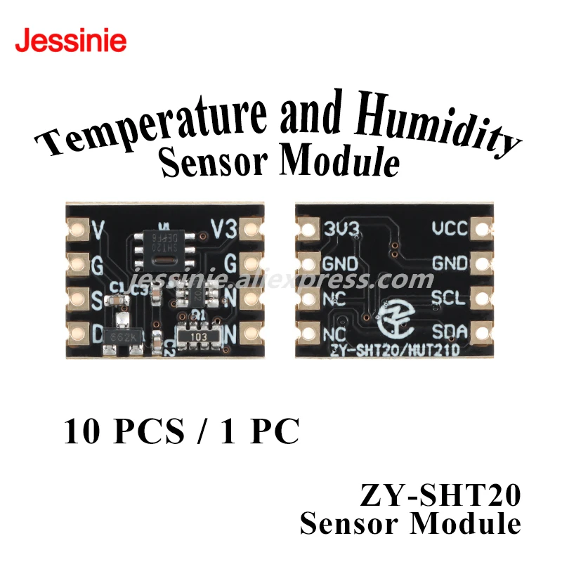10pcs/1pc ZY-SHT20 Digital Temperature and Humidity Sensor Module with I2C IIC Interface Communication 3-5VDC