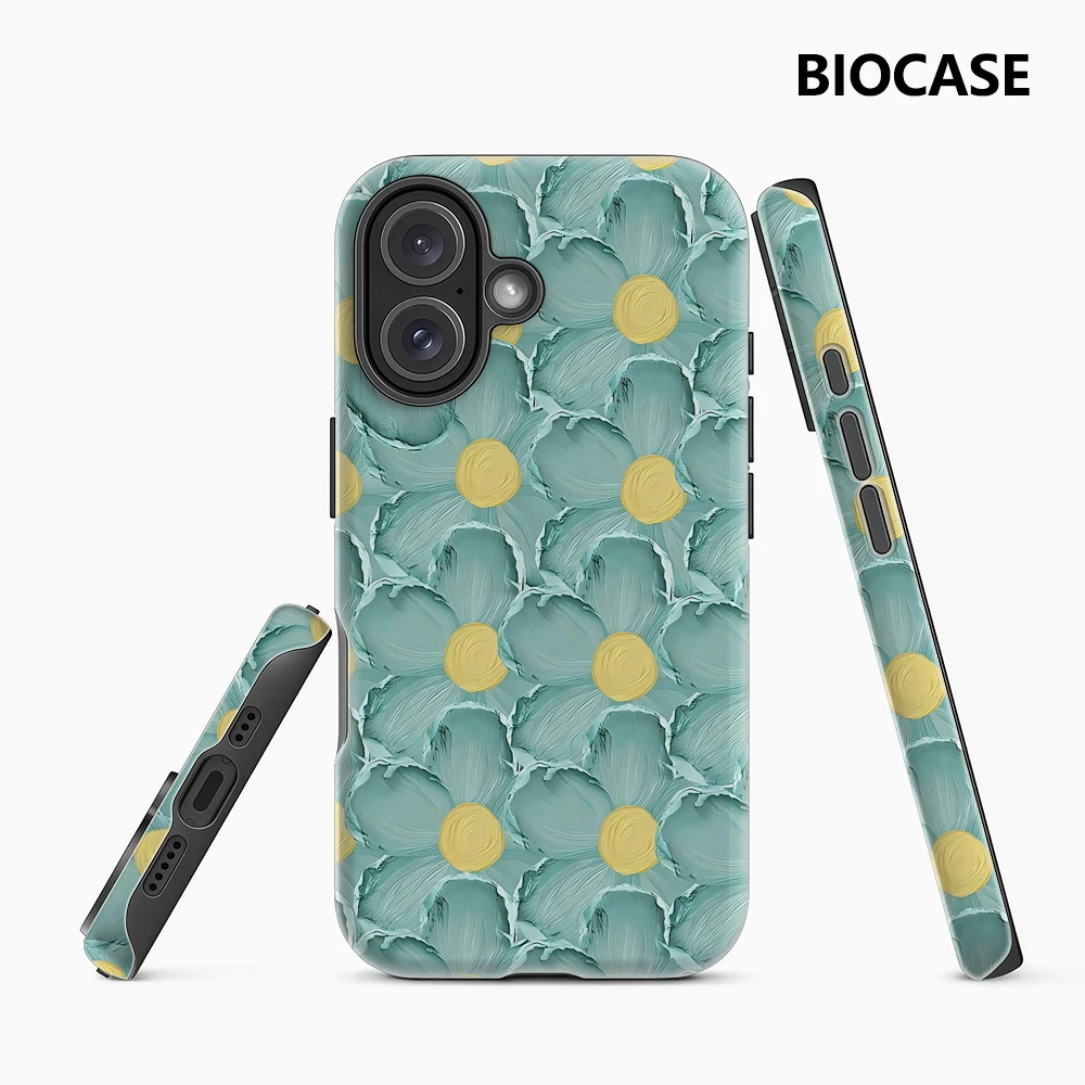 Mint Daisy Art Handyhülle für magnetische Handyhüllen für iPhone 17 16 15 14 13 Pro Max Plus – Robuste Einzel- und Doppelschicht-Hülle