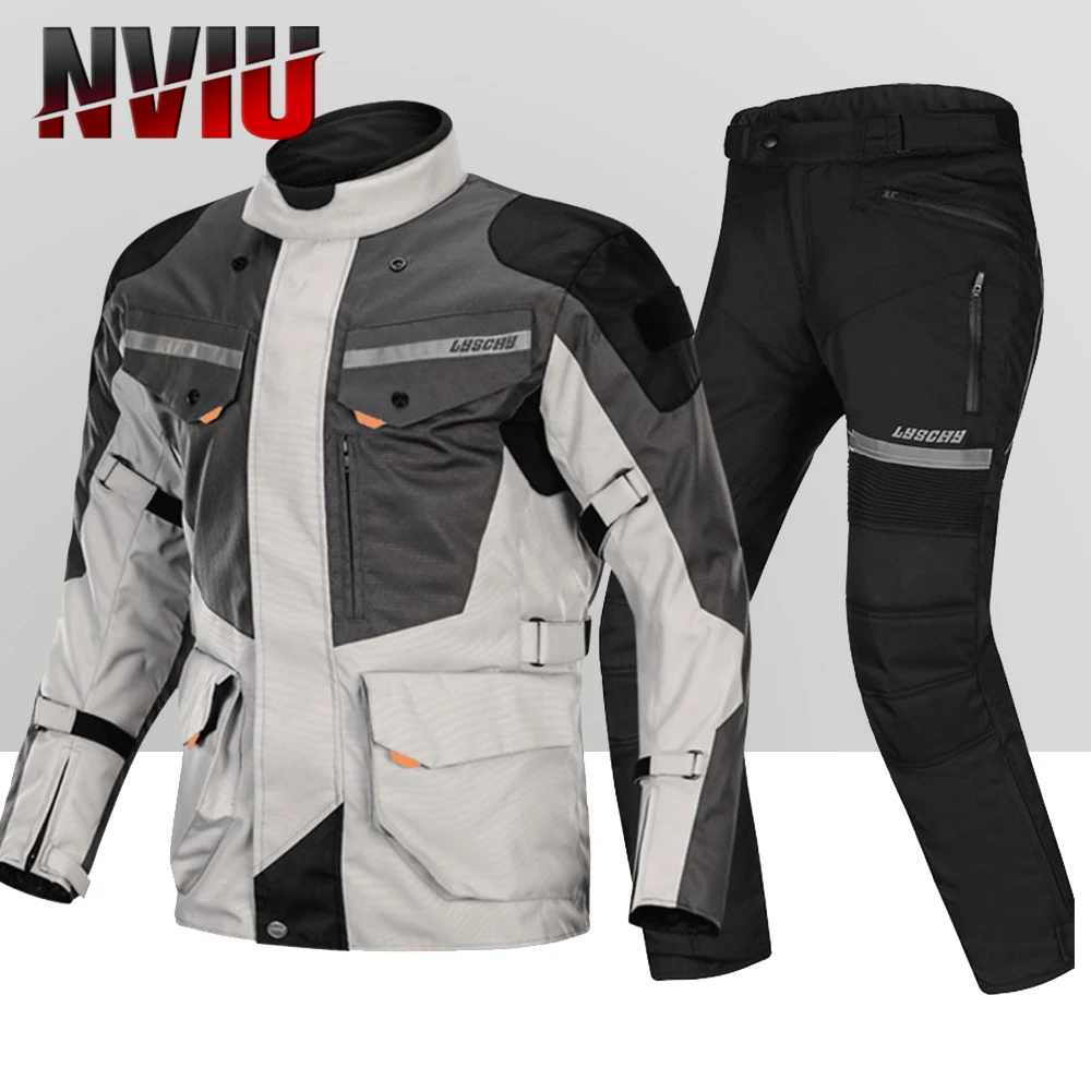 

LYSCHY Motorcycle Jacket Pants Suit Cold-proof Waterproof Moto Protective Gear Motocross Enduro Racing Reflective Oxford Jacket