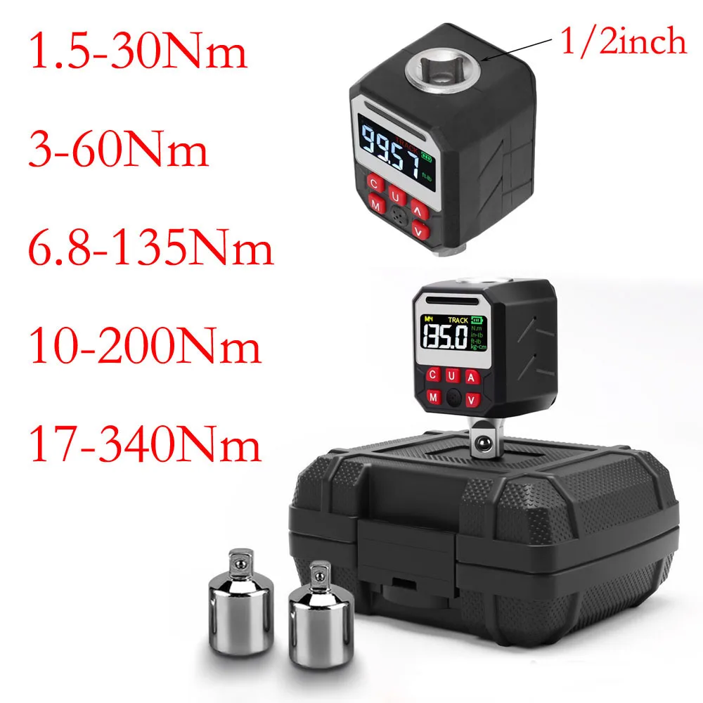 

1/2inch Digital Torque Wrench Adapter Torsion Meter 10-200nm 17-340nm 3-60nm Electronic Torque Tool Converter With LCD Display