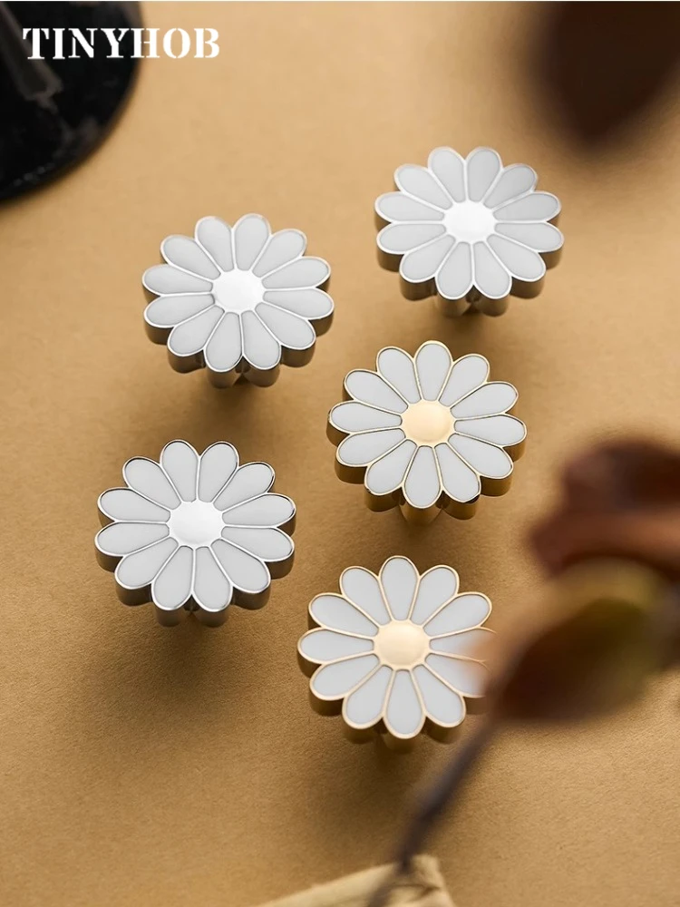 

Enamel Process / Gold Flower Shape Brass Drawer Knobs Cabinet Door Cupboard Wardrobe Dresser Pulls Knobs Decor Hardware