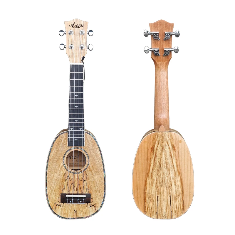 21 Inch Spalted Maple Ukulele 4 Sting Pineapple Mini Guitar for Professional and Beginner