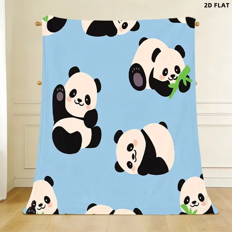 Cute Cartoon Rolling Panda Blanket Animal Print Soft Warm Blanket For Bedroom Playroom Panda Fan Birthday Gift