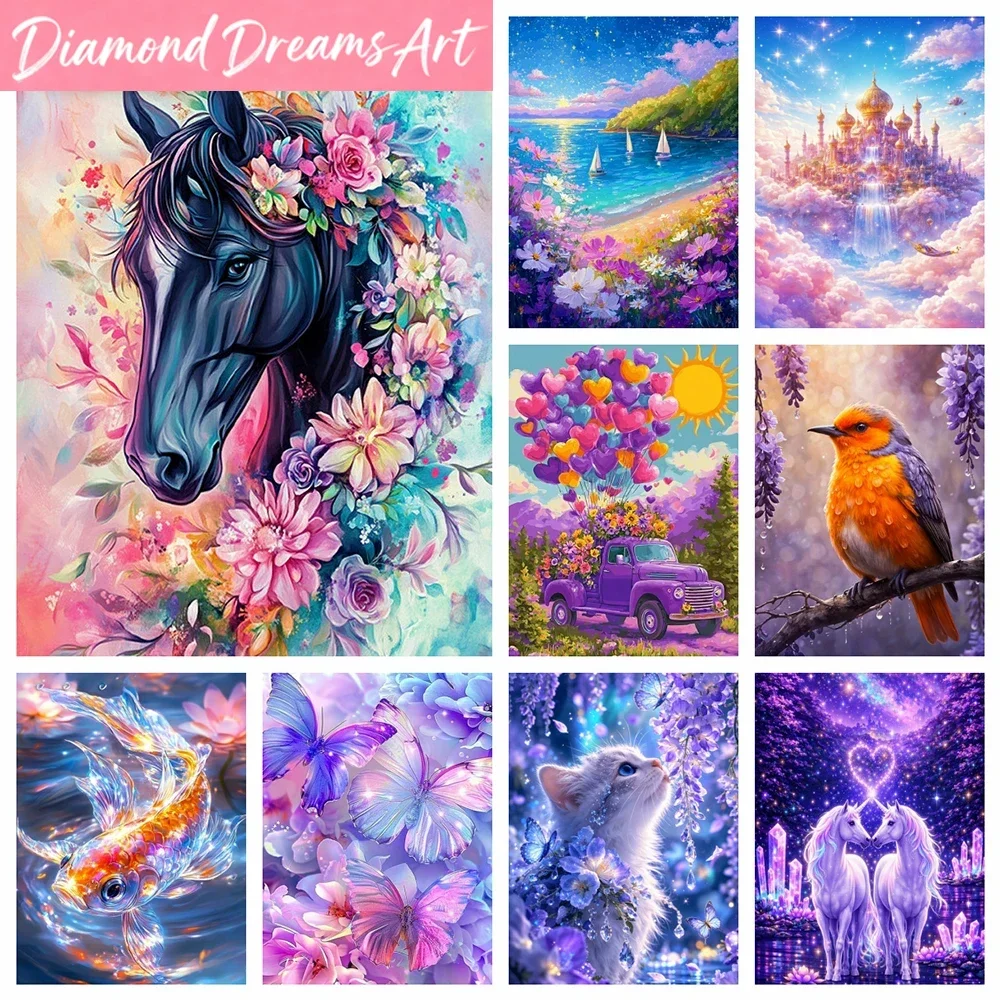 Frameless, Diamond Embroidery Animal Horse Full Square Mosaic Bird Cross Stitch Painting Cat DIY Suitable For Beginners Wall Art