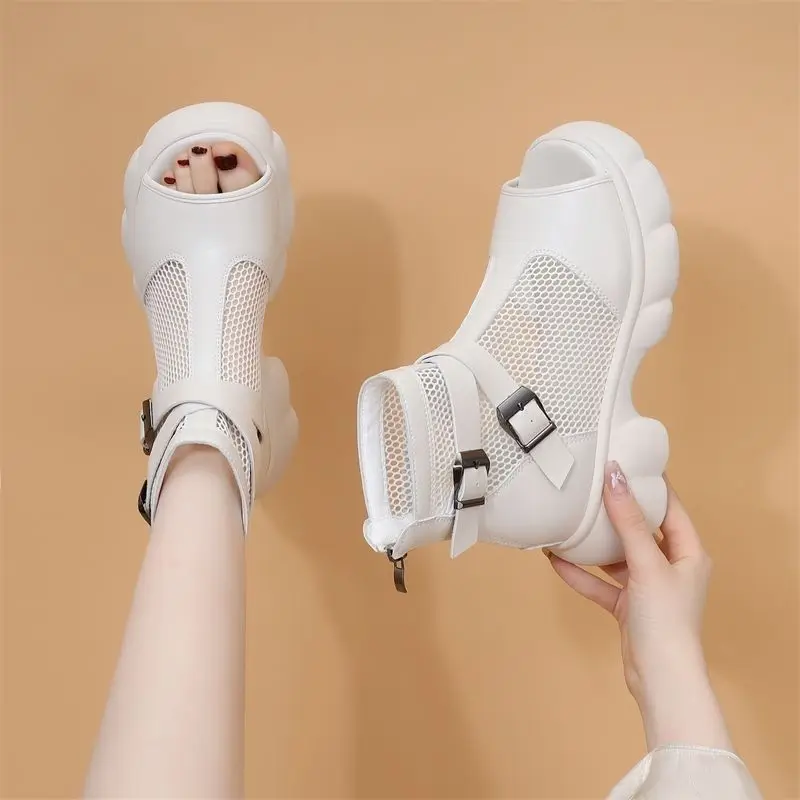 Ladies Roman Cool Boots Women\'s Summer platform Mesh Breathable Sandals Korean Streetwear open toed Gladiator Sandals Boots New