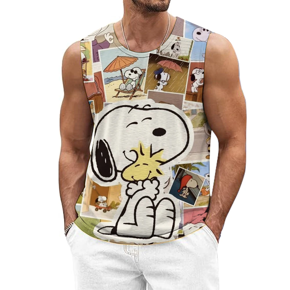 2025 جديد الصيف موضة الرجال تي شيرت بلا أكمام كلاسيكي سنوبي مضحك طباعة الرجال سترة المتطرفة الرياضة تصفح سترة