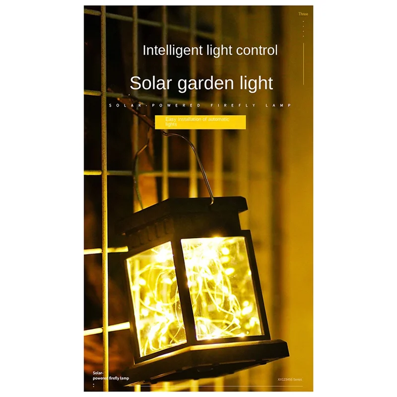 AF90-Lanterna sospesa solare da esterno, luce effetto candela, luce da giardino luce notturna lampada a sospensione impermeabile