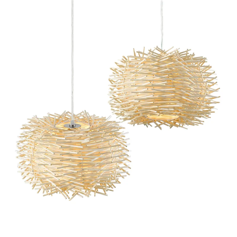 Indoor Lighting Emitting Diode Ceiling Lights Hanging Lights Woven Rattan Bird's Nest Chandelier Home Bedroom