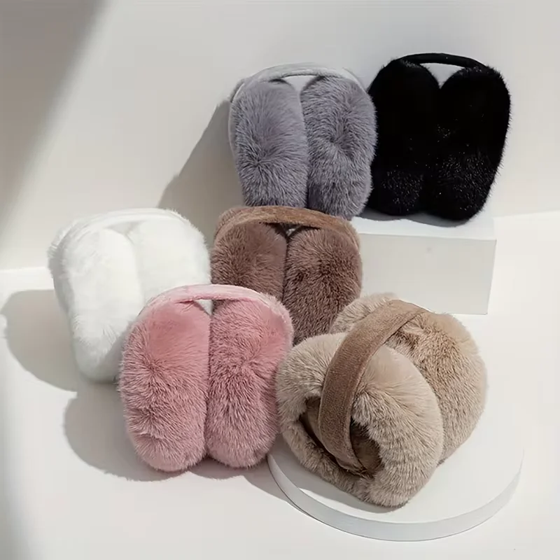 Soft Plush Ear Warmer Girl Warm Earmuffs for Adult Fashion Solid Color Earflap Protection Ear-Muffs Ear Cover Outdoor Protector