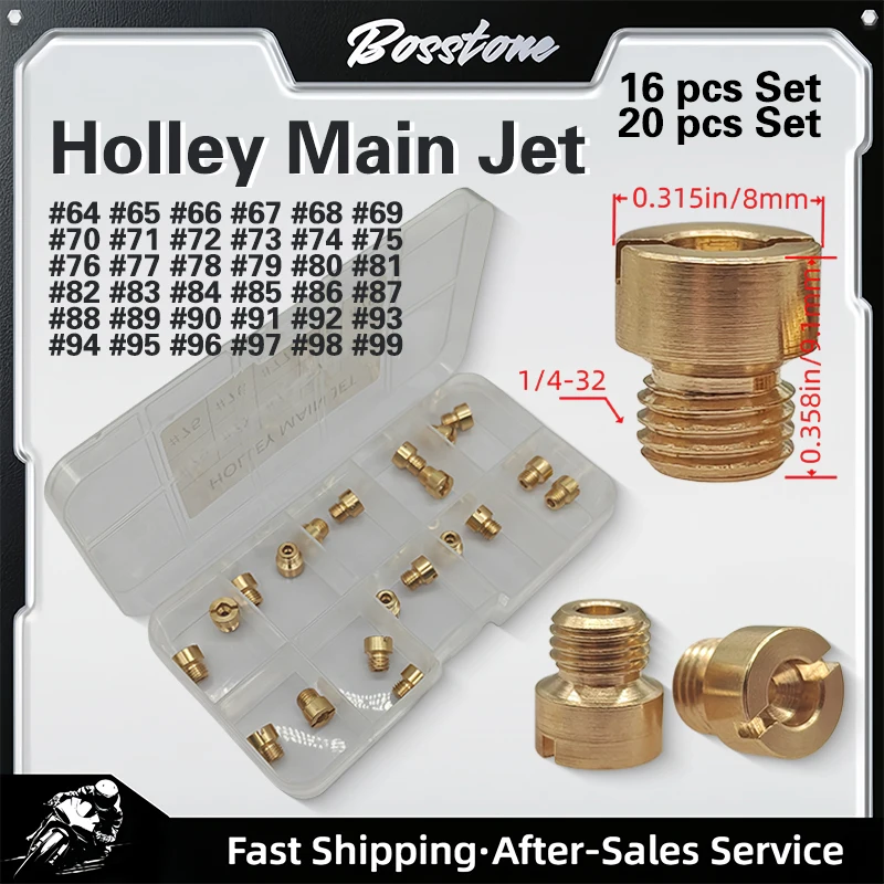 20pcs/16pcs Set #64-#99 Brass Carburetor Carb Jets Kit For Holley Carb 1/4-32 36-181 4150 4160 4500 Replacement Parts