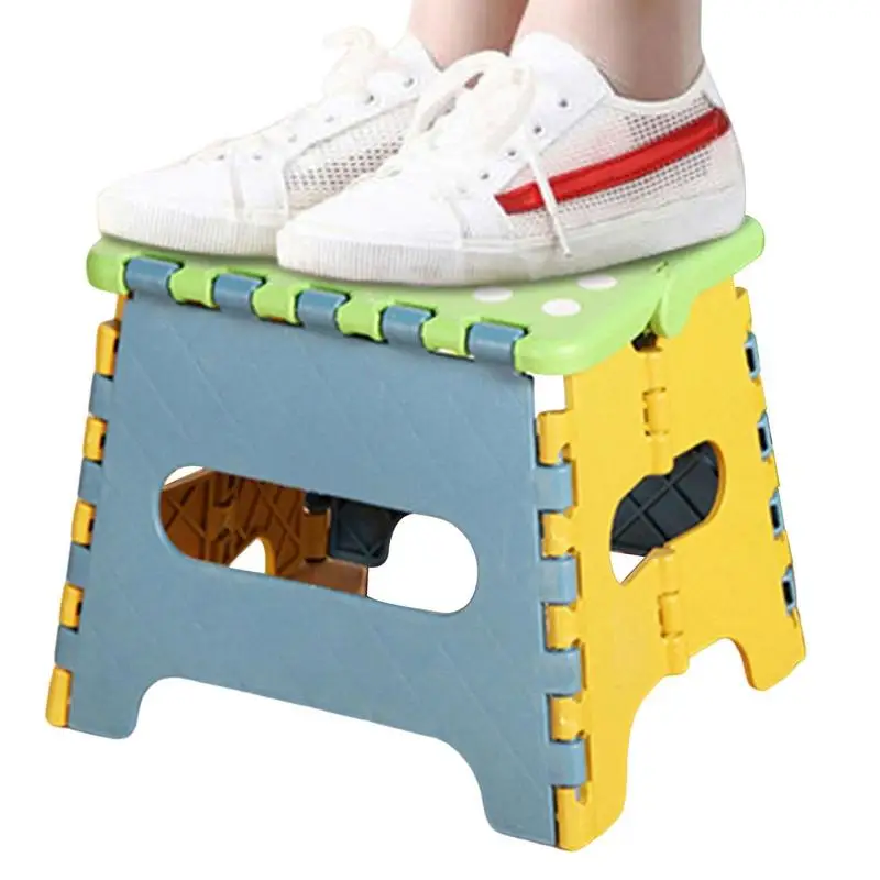 

Folding Stool Lightweight Durable Plastic Portable Stool With Handle Non Slip Spacing Saving Step Stool For Adults Kids