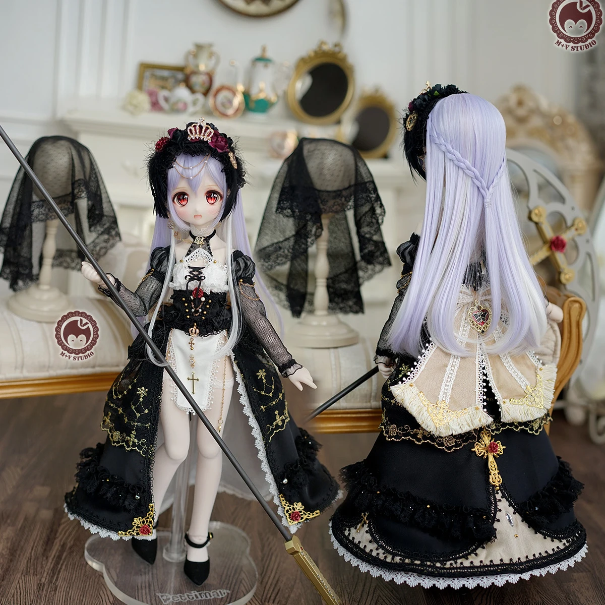 Limited Gothic Dress 1/4 MDD MSD kumako Priestess Dress Lace Lingerie Panties Skirt Doll Clothes Accessories