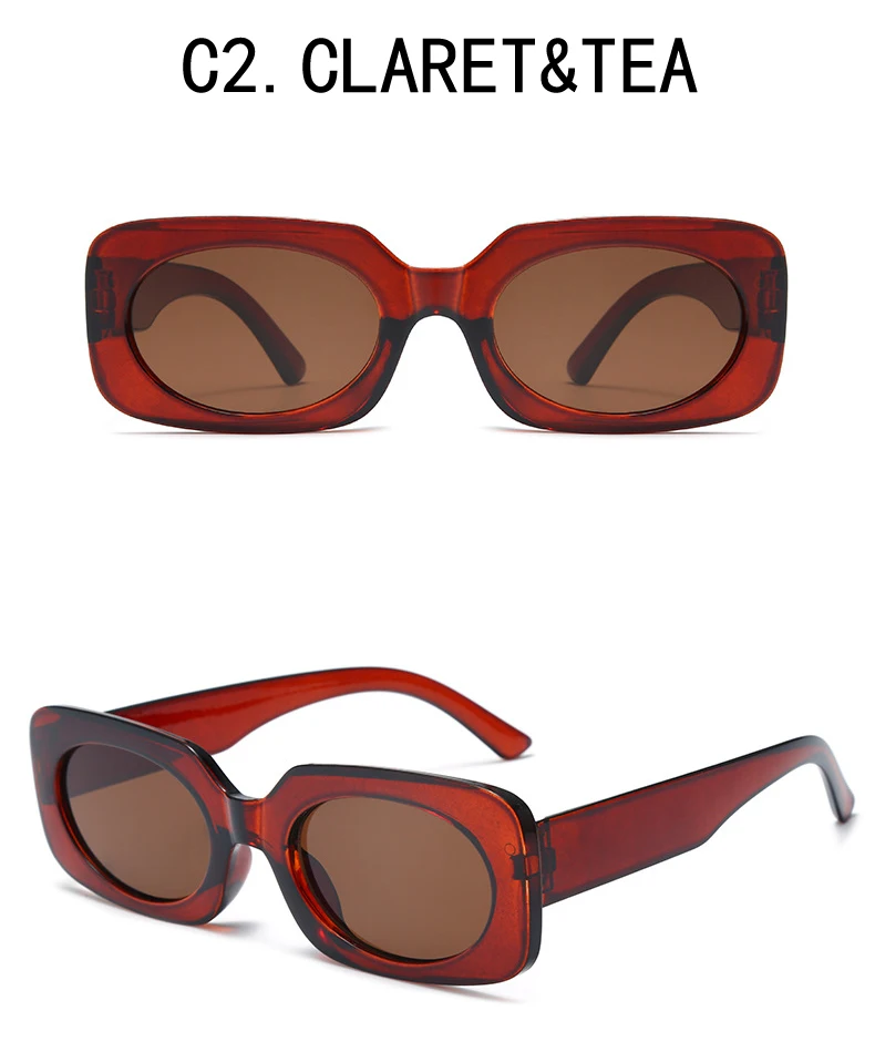 Vintage-Sonnenbrille mit quadratischem Rahmen, modisch, trendig, heiß, für Männer und Frauen, beliebt, Retro-Hip-Hop, weiblich – Detail 7